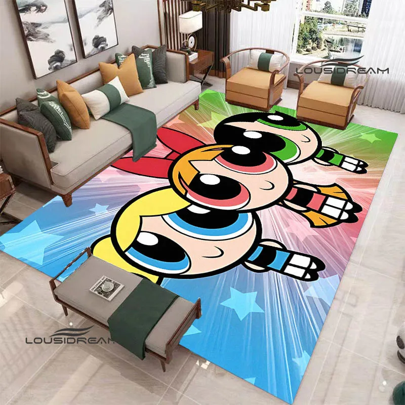 3D P-Powerpuff-Girls Cartoon carpet Non -slip carpet bedroom decoration living room decoration washroom floor mat birthday gift