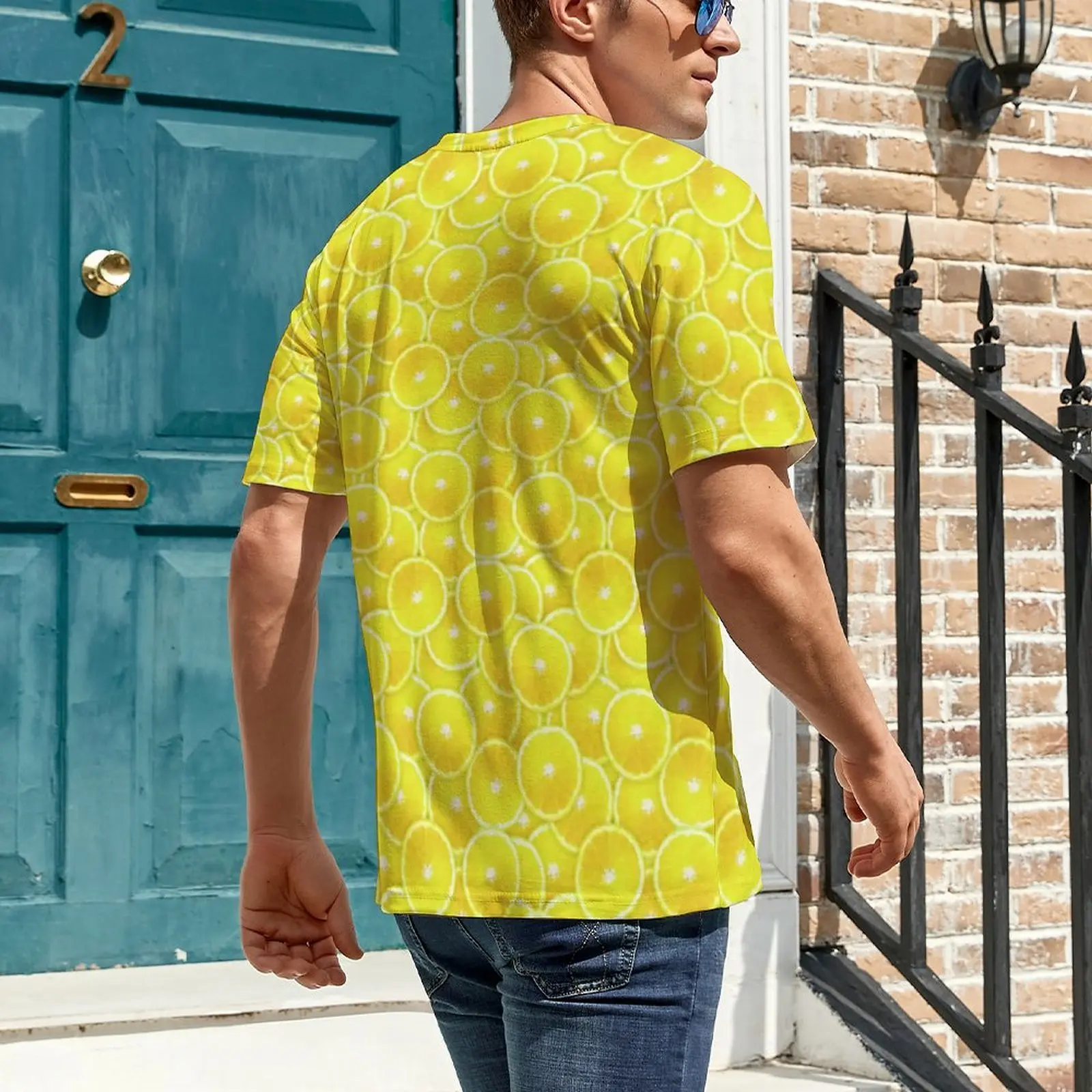 Lemon Slice Print T Shirt Digital Art Trendy T Shirts Men Streetwear Tee Shirt Summer Short-Sleeve Design Clothes Plus Size 6XL