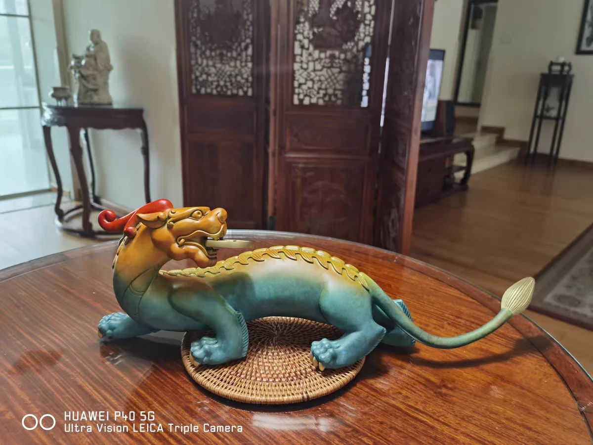 فريدة من نوعها التميمة خارق الطبيعة الأسطورية الحيوان التنين PI XIU تجنيد المال البرونزية نحت تمثال شريط المنزل مخزن حظا سعيدا #6