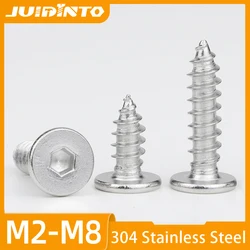 10-50pcs Hex Socket Ultra Thin Flat Head Self Tapping Screw Stainless Steel M2 M3 M4 M5 M6 Super Low Wafer Head Tapping Screw