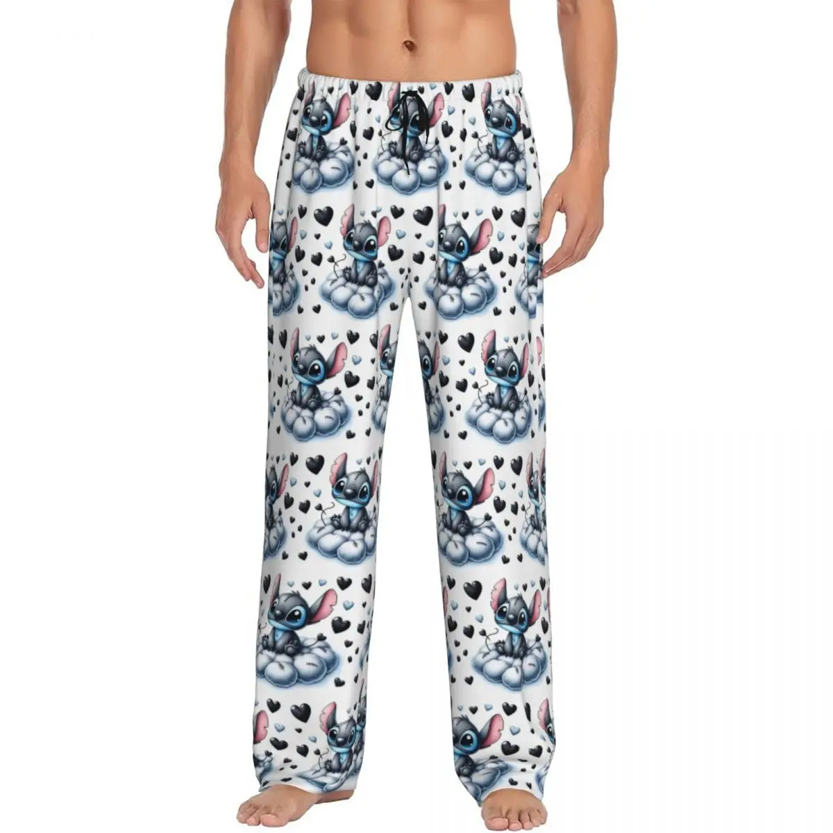 Pantalones de pijama de dibujos animados de Lilo y Stitch personalizados para hombre, pantalones de dormir con estampado de Anime, ropa de dormir con bolsillos