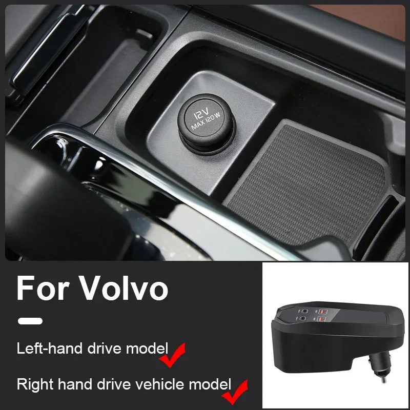 For Volvo XC60 S60 V60 S90  V90 XC90 USB Type-C Car Splitter Adapter Fast Charger Shunt Hub Docking Station Auto Accessories