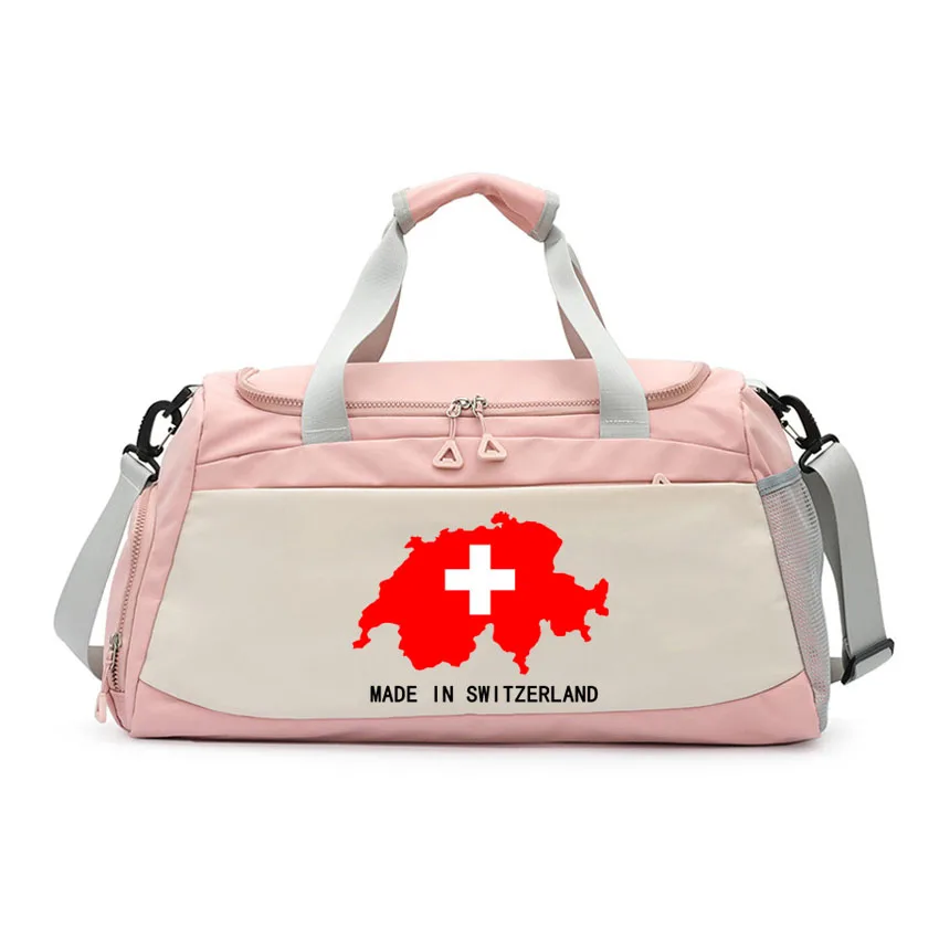 

Gym Bag Men Women Water Resistant Sports Duffel Bag Switzerland Map Printed with Shoe Compartment Wet Pocket Girl boy Bags