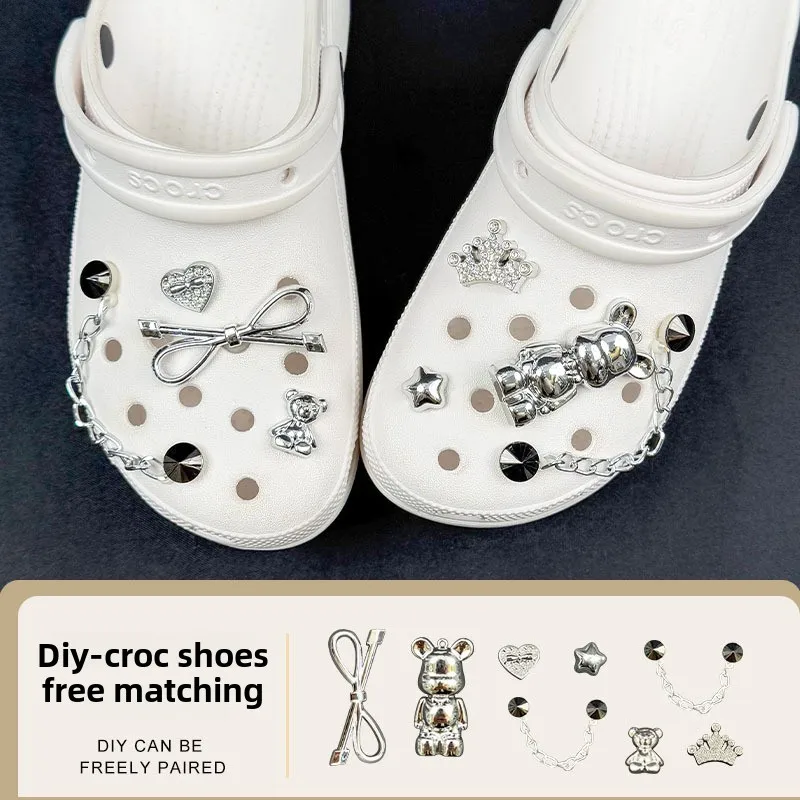 Hot Selling Plastic Double Chain Violence Bear New Series Shoes Flower Hole Hole Decorative Buckle Diy Detachable Shoe Buckle