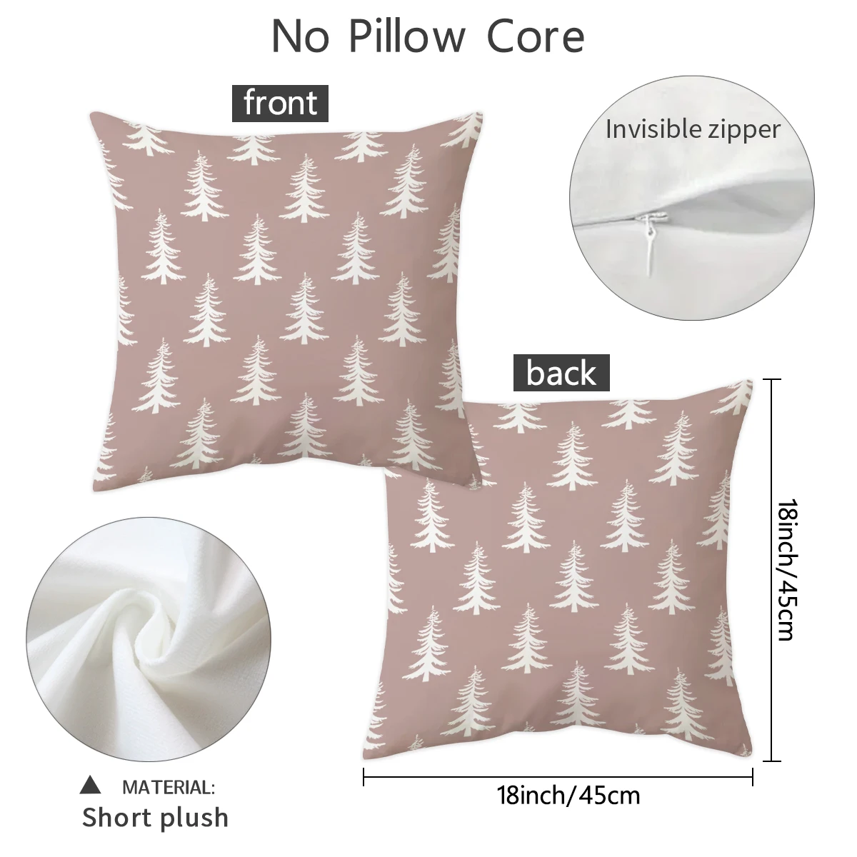 1/2pcs Christmas snowflake pillow cover, 18x18 inch short plush double-sided printed pillowcase, winter holiday decoration,