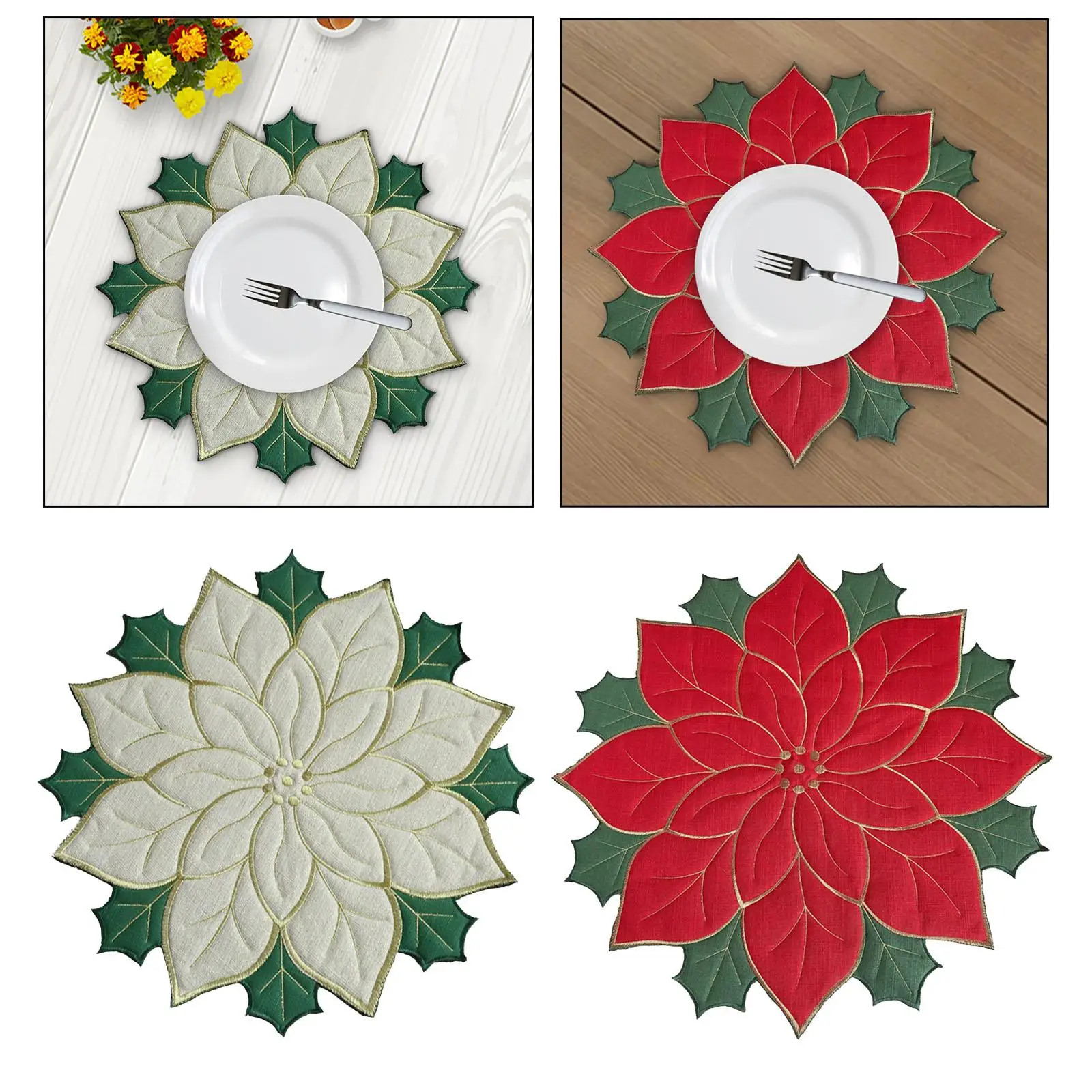 Christmas Placemat Dinner Plate Pad Winter Table Mat for Cafe Home Kitchen