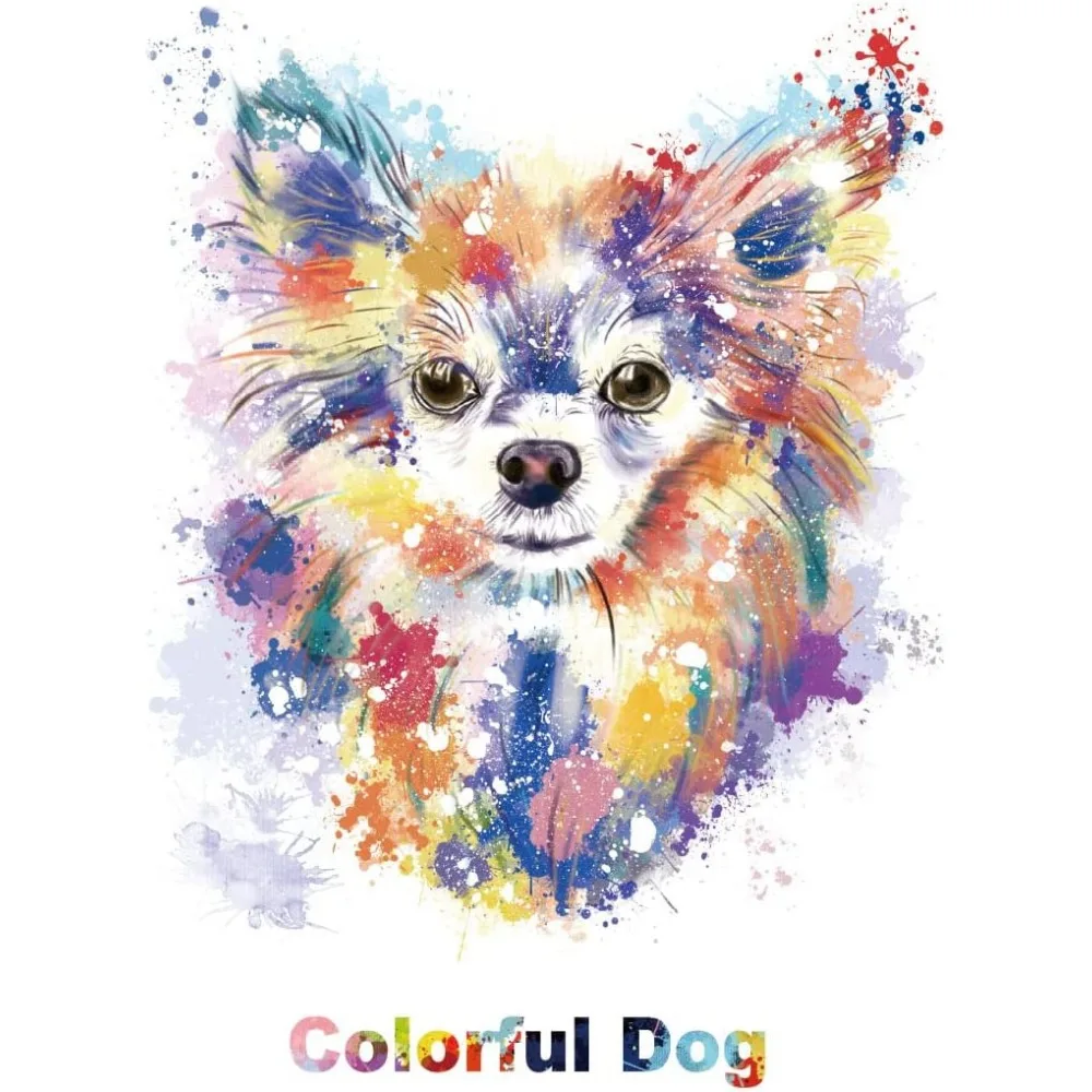 2pcs/Set 3D Watercolor Dog Wall Decal Colorful Dog Animal Vinyl Wall Stickers Removable Wall Art Stickers for Home Bedroom