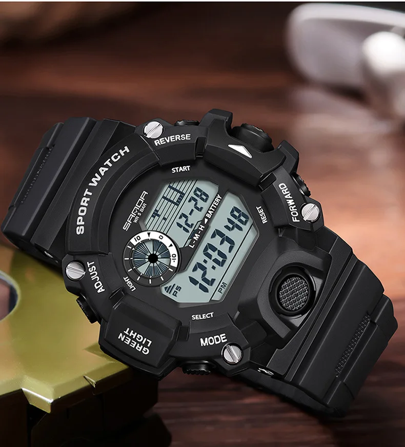 SANDA 326 New Arrival Electronic Digital Movement Luminous Led Display Dial Outdoor Sports Waterproof Men Wrist Watch