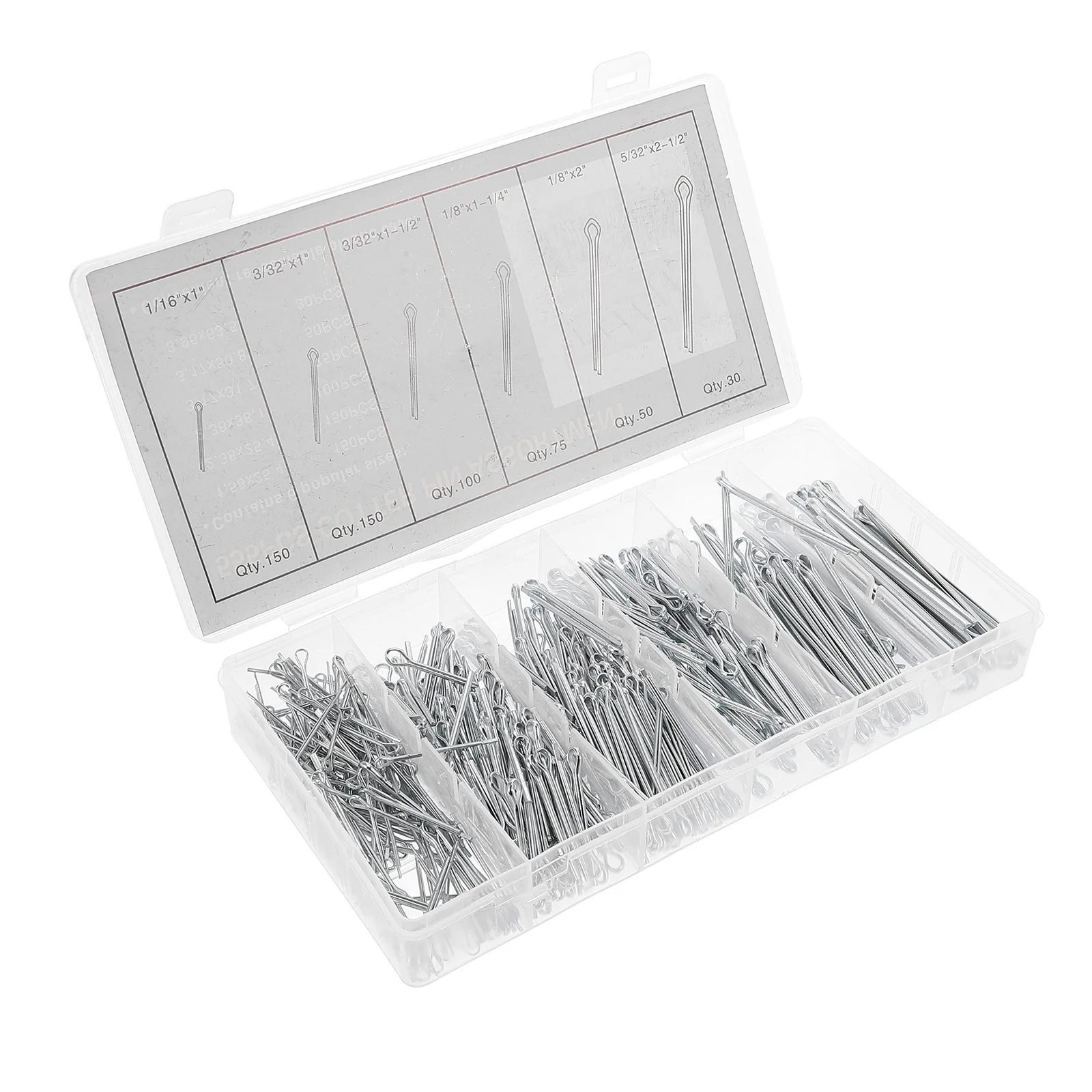 

555pcs Cotter Spring Steel Hardware Kit Pin Clip Tractor Trailer Parts Silver Fastener Locking Set Durability