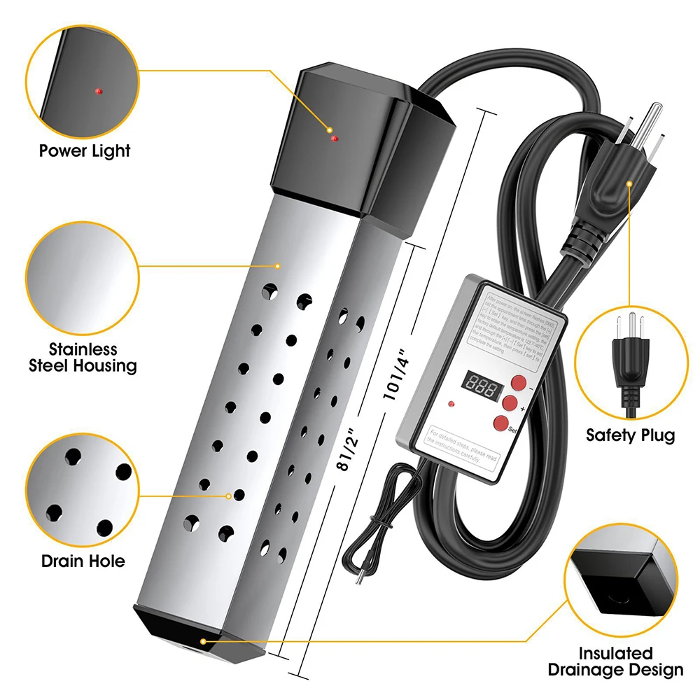 110 V/220 V 2000 W Riscaldatore Elettrico Caldaia Elementi Riscaldamento Dell'acqua Riscaldatore Termostatico Ad Immersione Portatile per il Bagno Piscina