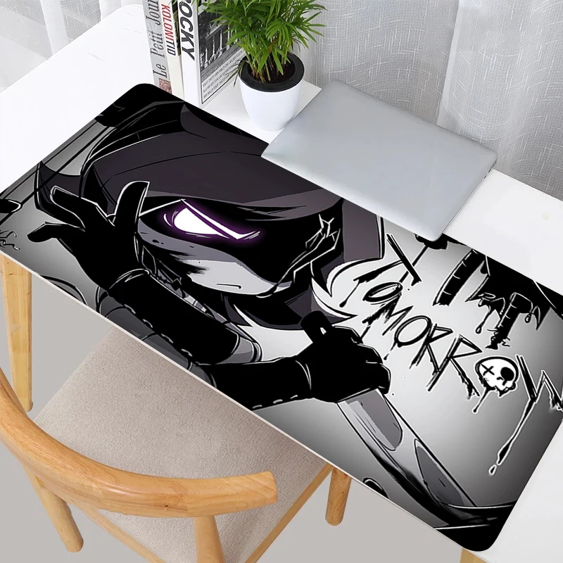 

Mouse Pad PC Gaming Accessories Keyboard Rug M-murder Uzi N V J Desk Mat Laptop D-drones Terror Black And White Manga Mousepad