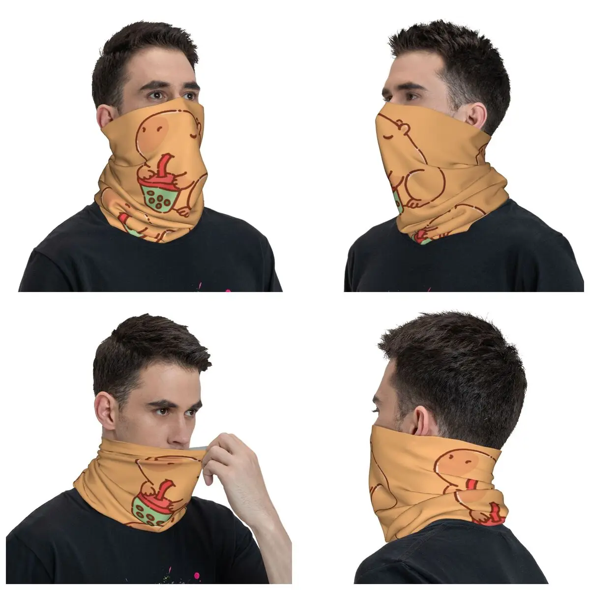 Custom Capybara Neck Gaiter Men Women UV Face Shield Winter Bandana Scarf for Hiking