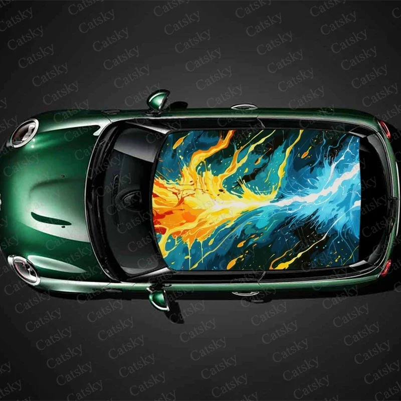 

Abstract Digital Design Car Roof Sticker Wrap Racing SUV Accessories Packaging Painted PVC Custom Car Graphic Decal