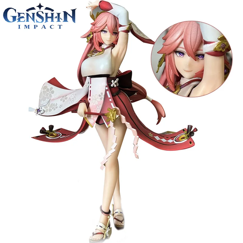 24-26cm Genshin Impact Yae Miko Sexy Figure Cute Girl Action Figurine Anime Model Collection Pvc Statue Ornament Doll Xmas Toys