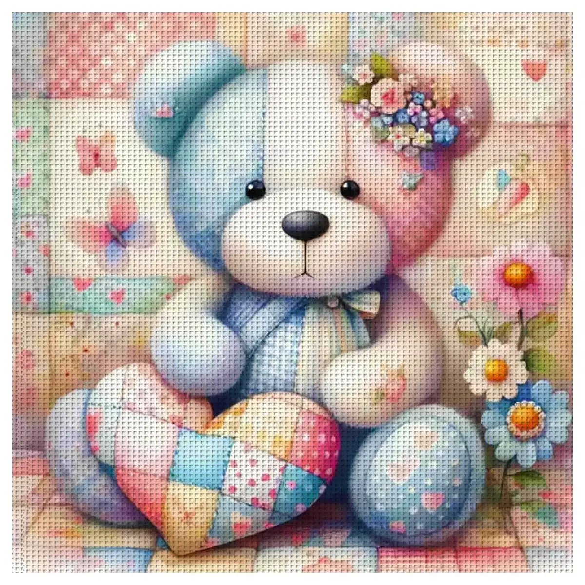 1pc 40X40CM/15.74inch Doll Bear Stamped Cross Stitch Kit DIY Kit 11CT/14CT DIY Embroidered Set DIY Cross-Stitch Set