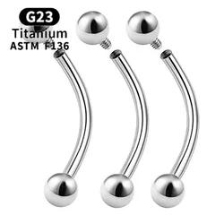 Internal Thread G23 Titanium Curved Barbell Eyebrow Tragus Helix Ear Belly Lip Ring Body Piercing Jewelry