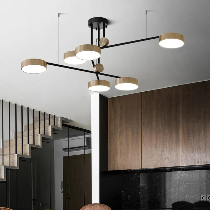 Post-modern golden Bright three color pendant lamp simple and elegant atmosphere restaurant rotating light luxury Pendant lights