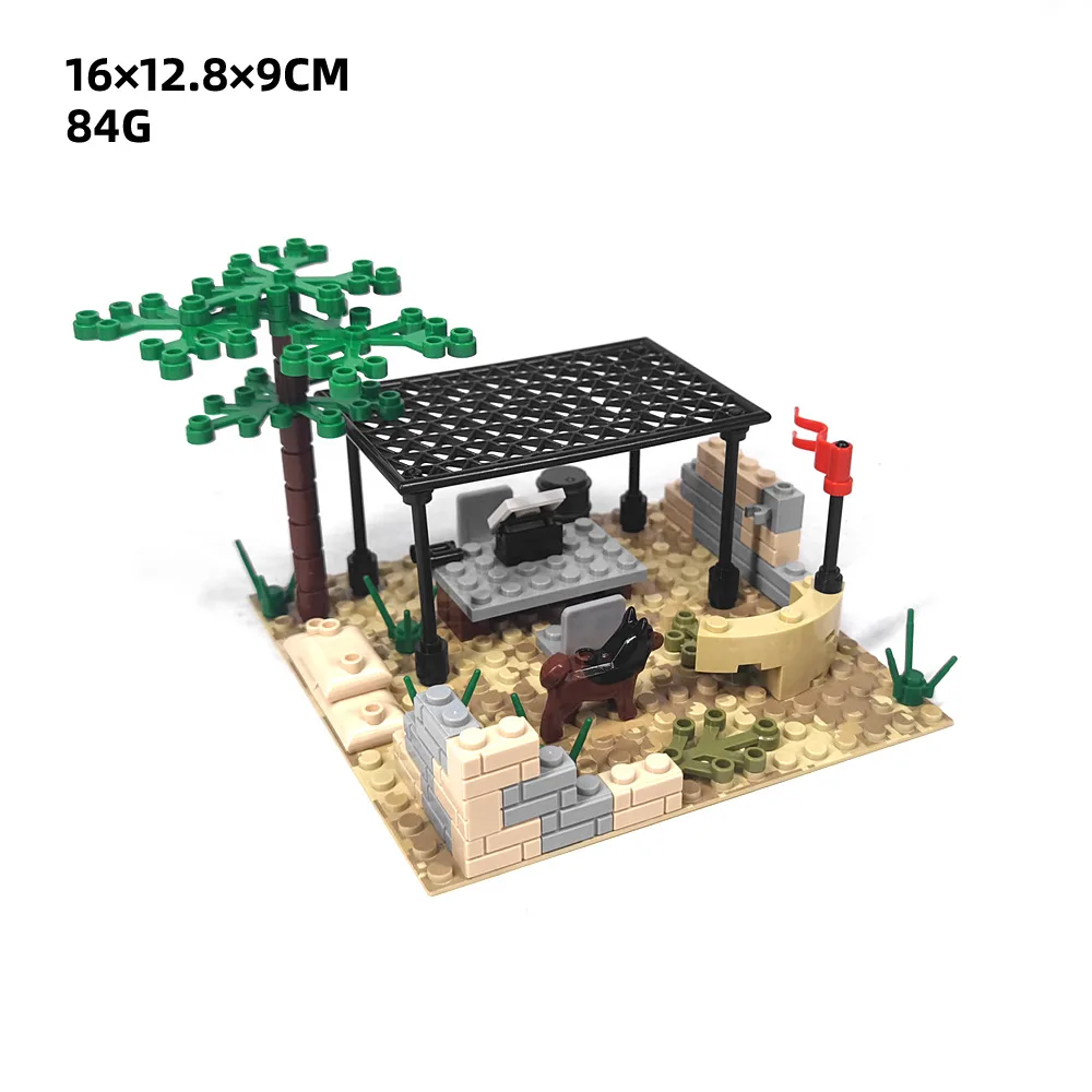 Desert Camp Barracks Base Military MOC Building Blocks Radar Tower Artillery Sentry Defense Bricks Toys Compatible With LEGO