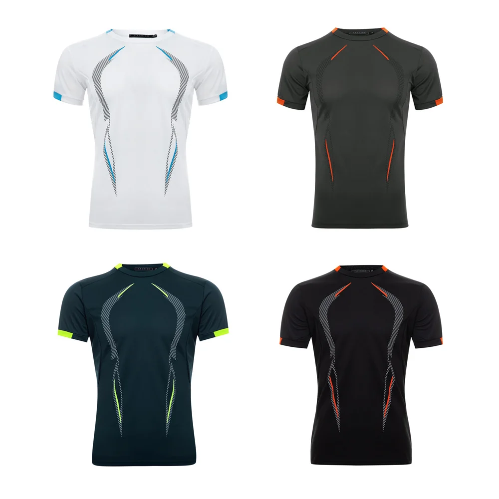 الرجال تشغيل ضغط تي شيرت قصير الأكمام الرياضة تيز رياضة اللياقة البدنية القمم الذكور الركض رياضية التجفيف السريع قميص رياضي #6