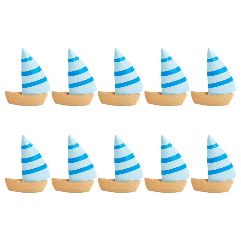 

10 Pcs Chic Mini Figure Miniature Sailboat Vivid Sea Figurines Tabletop Toy House