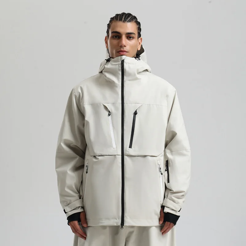 

Gsou Snow Men Women Ski Jacket Waterproof Snowboard Coat Breathable Loose Workwear Style Unisex Winter Outerwear for Couples