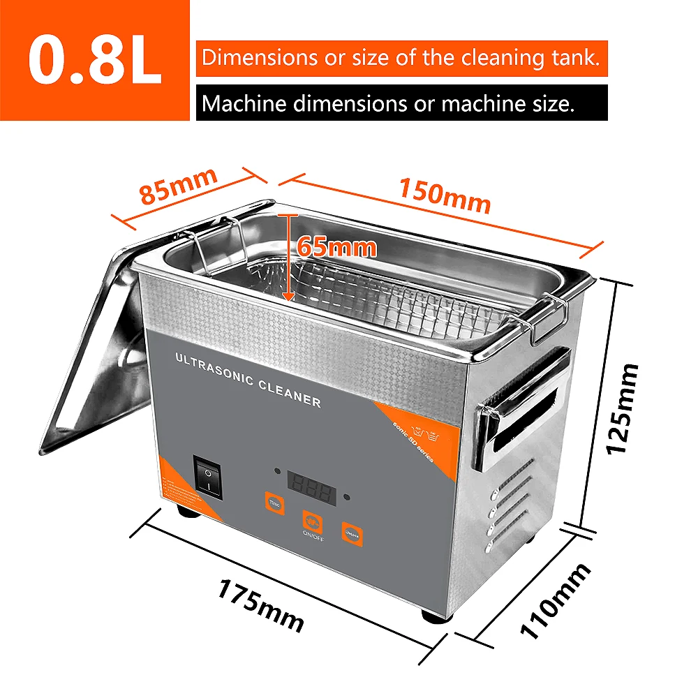 Pembersih Ultrasonik 35W Waktu Digital 800Ml Perhiasan Pencuci Kalung Cincin Kacamata Menonton Sikat Mesin Pencuci Ultrasound FanYing