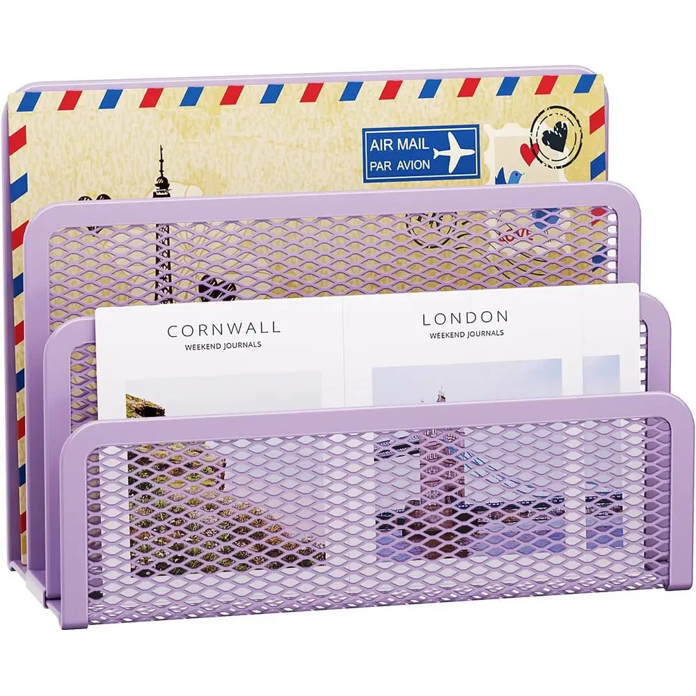 

Органайзер для почты для стола, 3-слотовая сетчатая металлическая стойка для почты, держатель для писем, настольный конверт для офиса и хранилище документов R