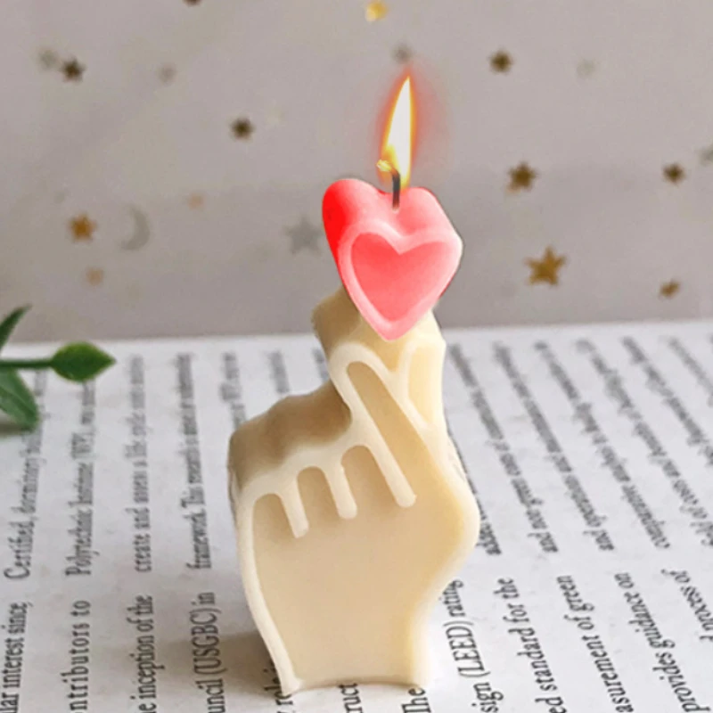 3D Heart Gesture Candle Silicone Mould DIY Handmade Soap Resin Mould Plaster Shape Ornament Making Mould Home Decoration