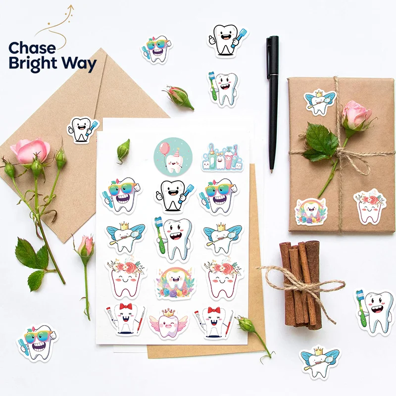 500pc Teeth Themed Cartoon Stickers, Cute Graffiti Decals For Kids Students, Stationery Laptop Decor, Dental Clinic Reward Gifts