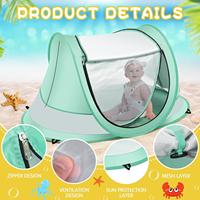 Baby Beach Tent With 2Pcs Fixed Nails Camping Sunshade Beach sunshelter UV Protection Baby Pop Up Tent for Park Outdoors Pool
