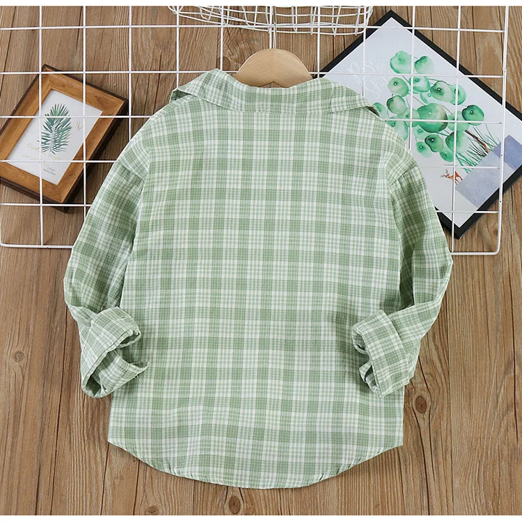 Neues Frühlings-Baumwoll-Langarmhemd für Jungen, Modische High-Street-Oberbekleidung, Oberteile für Teenager, Kariertes Streifenhemd, Alter 5-14 Jahre – Detail 30