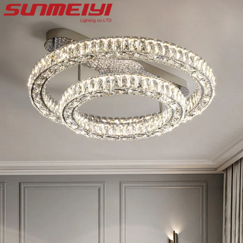 Modern Luxury Crystal Ceiling Lamp LED Dimming Light For Living Room Dining Room Kitchen Bedroom Hotel Villa Home Decor Lighting