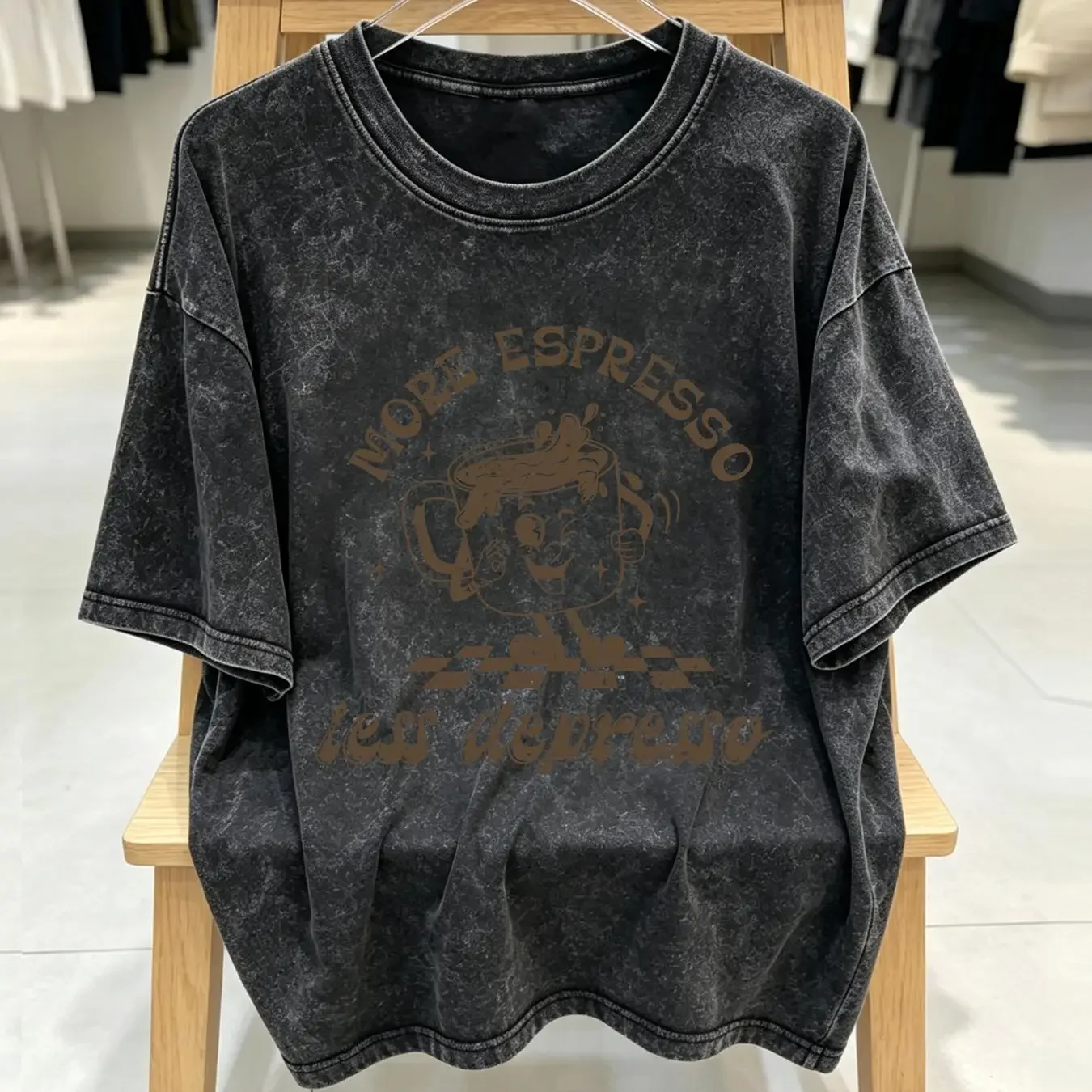 washed T Shirt More Espresso Less Depresso Funny Lover Long Or s Women Coffee Need short sleeves vintage Washed Casual graphic