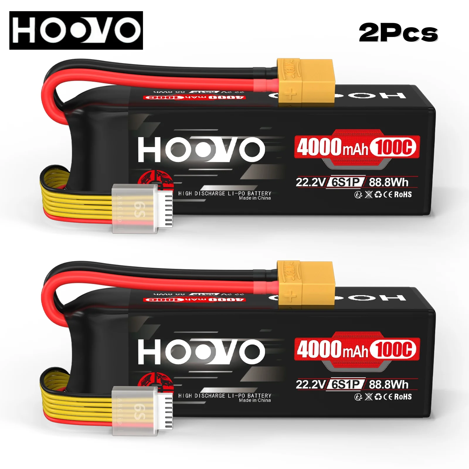 HOOVO 6S 22.2V RC Lipo Battery XT90 Plug 4000mAh 100C Battery SoftCase for RC Quadcopter Airplane Helicopter Car Boat RC Parts