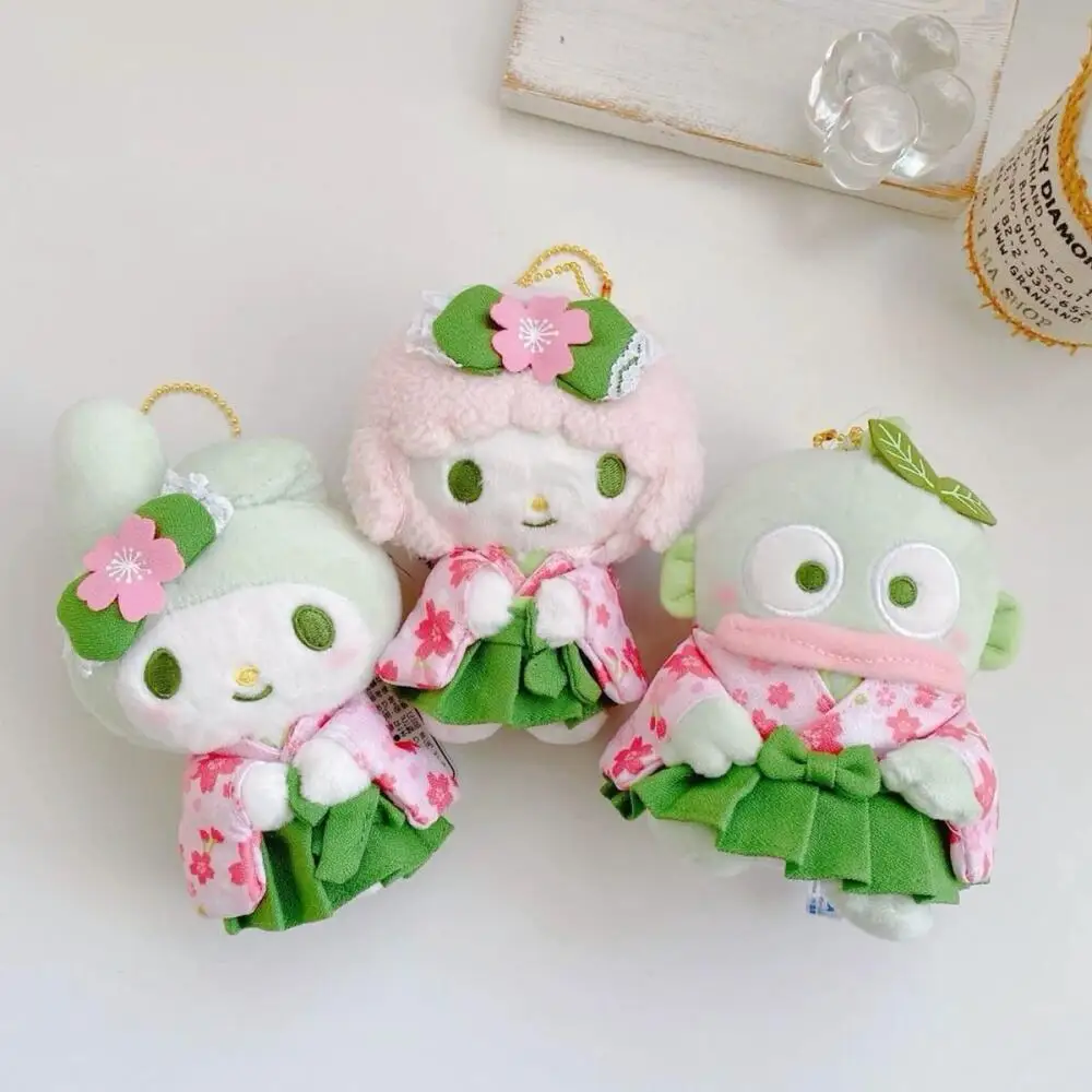 Sanrio Matcha Kimono Collection Hello Kitty Piano Hangyodon Plush Fill Keychain Backpack Hanging Ornaments Couple Birthday Gift