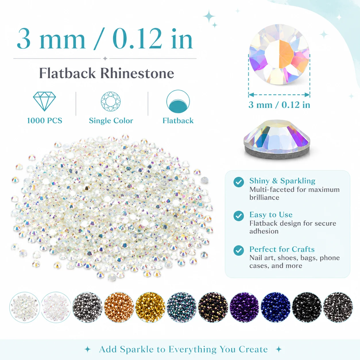The Art And Craft Of Jewelry - 1000Pcs/Lot 3mm Round Resin Rhinestones Dark