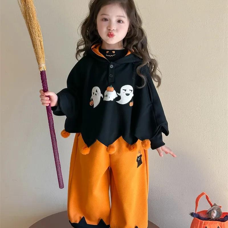 Kostum Halloween Anak-anak Set Cosplay Labu Pertunjukan Peran Pesta Ulang Tahun Pesta Dansa Pakaian Tee-piec...