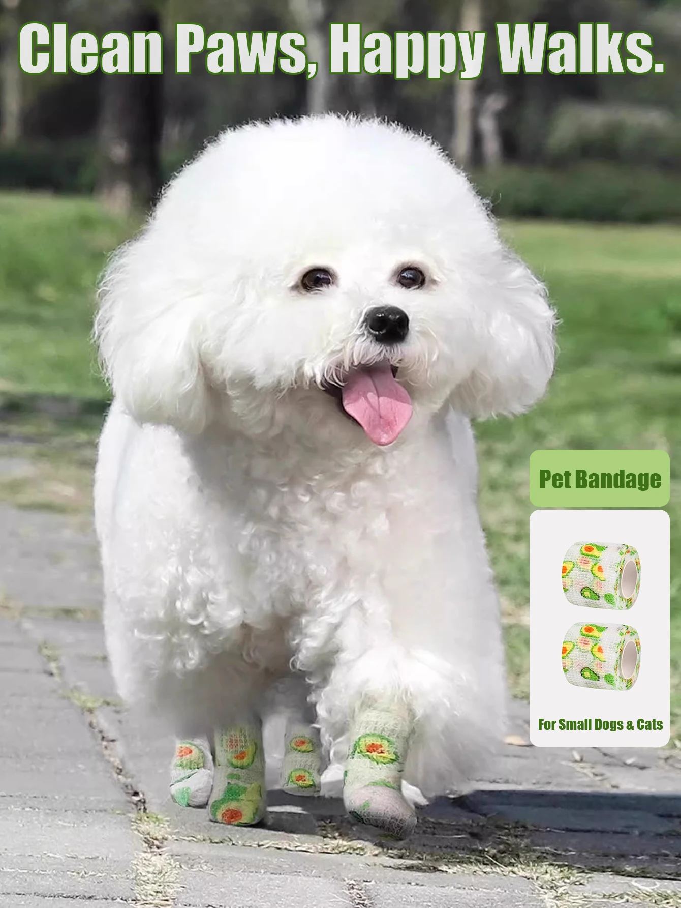 5cm X 450cm Self-Adhesive Pet Bandage Waterproof Dog Paw Protector Wrap for Outdoor Walking Clean Leg Bandage