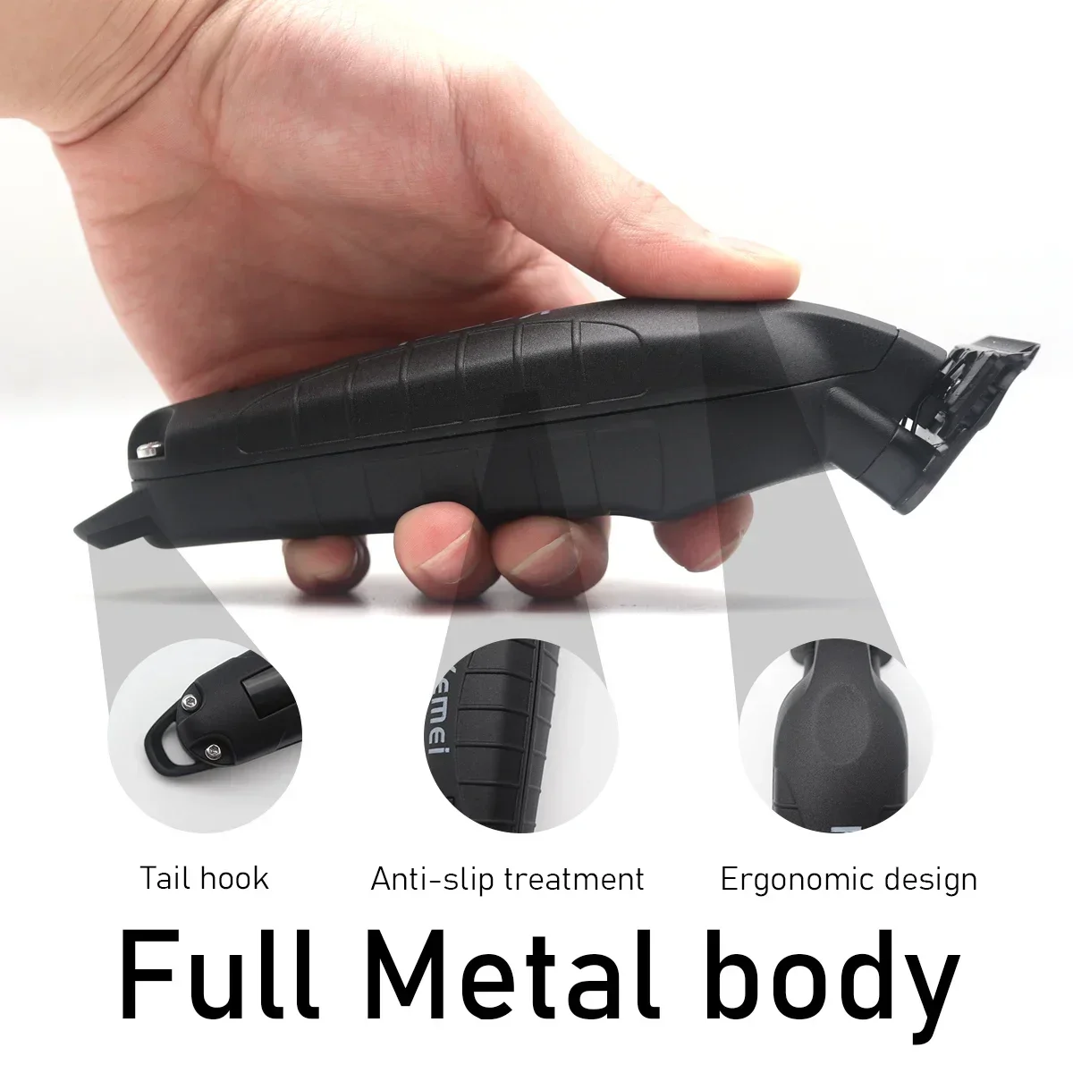 Kemei KM-2293 Full Metal Professional Trimmer for Men Zero Gapped Finishing Machine DLC T-Blade Hair Trimmer Machine LED Haircut