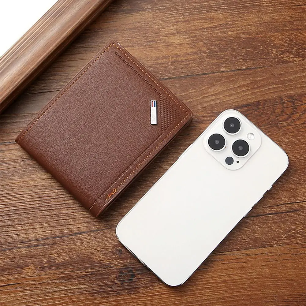 Portable PU Leather Men's Short Wallet Multi-position Thin Male Leather Purse ID Card Holder Large Capacity Men Coin Pocket Male