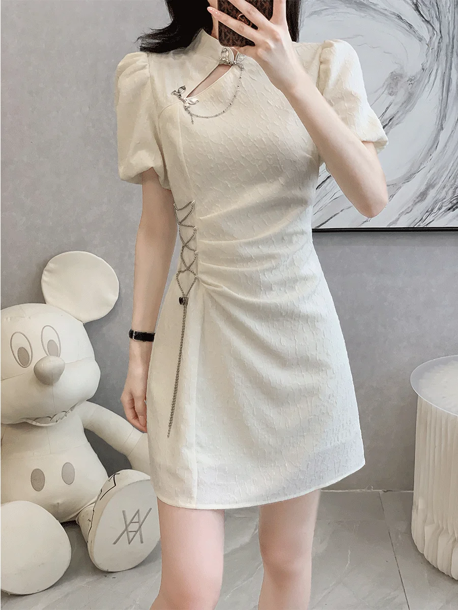 New Modern Chinese Style Improved Cheongsam Elegant Dress Women Summer 2024 Fashion Summer Short Sleeve Qipao