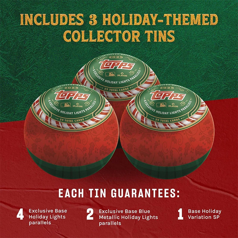 2025 Topps Holiday Baseball Tin Christmas Kolekcja Kart Kolekcjonerskich MLB Ultimate Fan Gift Box na Świąteczny Sezon Prezent dla Fanów
