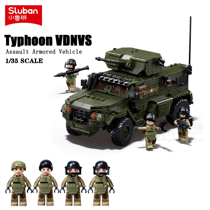 

Sluban Typhoon VDV Armored Vehicle Modern Army Military Weapon Model Building Block Classics Soldiers Figure Brick Toy Kids Gift