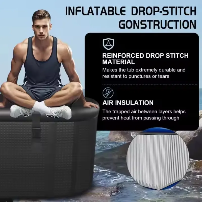 Drop Stitch Ice Bath Tub for Athletes, YTYIN Cold Water Recovery Plunge with Chiller,  Training Equipment