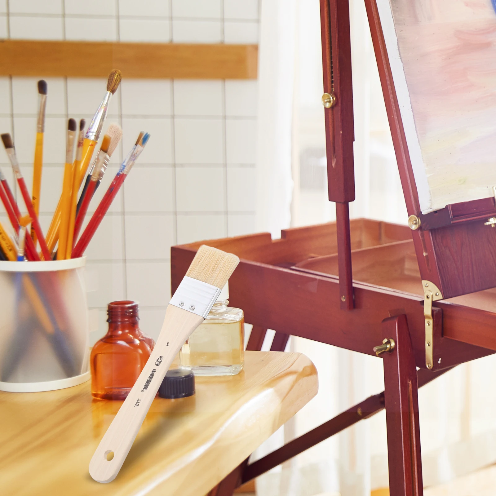 

2 Pcs Oil Painting Brush Board Brushes Professional Flat Paintbrush Wooden for Artists