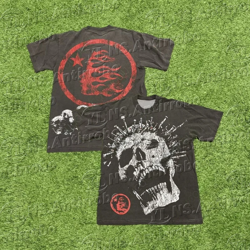 

25 Summer Crowned Skull Jewel Tee Vintage Black Loose Short Sleeve unisex Summer Tops Loose Tee Hot Sale Faddish Casual T-shirts