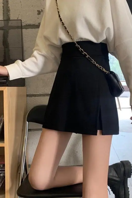 

Skirts Womens Woolen Tartan Accordion Pleated Law Debate Academia British Formal Professional Winter Elegant Workplace Suit