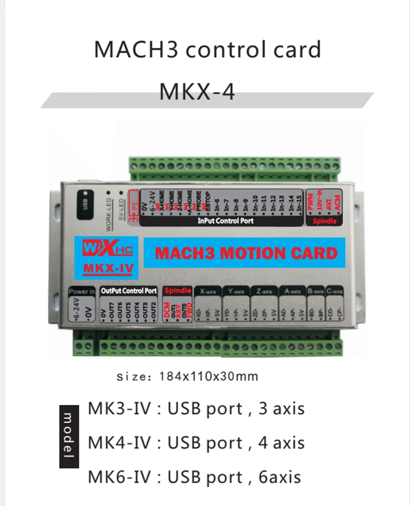 Wixhc Factory Wholesale 4 Axis MACH3 USB CNC Interface Card 2000KHz High-Speed Motion Controller for Stepper Servo Motor