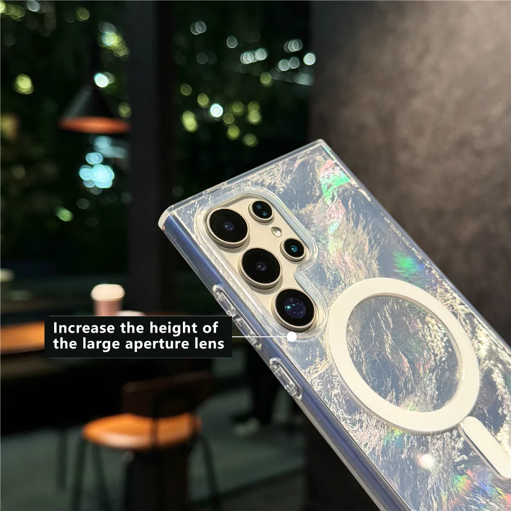 The new gradient glacier pattern for Samsung Galaxy S25 S24 S23 S22 Fe Ultra Plus 4g 5g mobile phone case is waterproof.