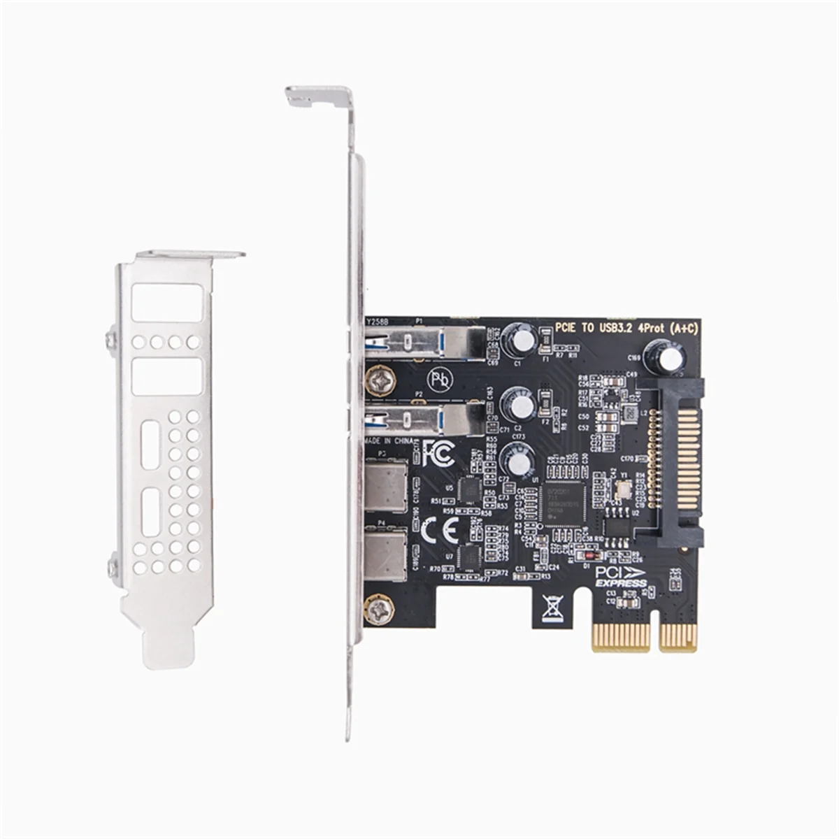 Type C USB 3.2 Gen1 5Gbps อะแดปเตอร์การ์ด PCI Express BOARD 2xUSB พอร์ต + พอร์ต2xType-C/USB3.2 PCI-E การ์ดขยาย